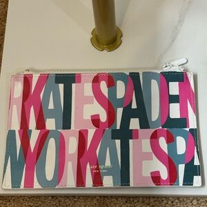 Kate Spade Pink and Blue Graphic Pouch